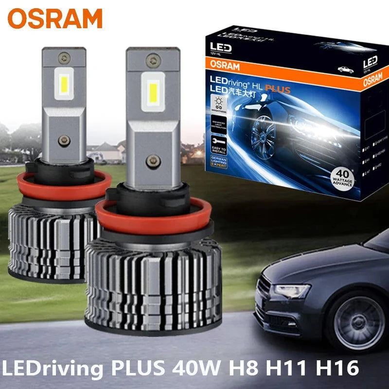 OSRAM LED H8 H11 H16 LEDriving CF2.0 Plus 80W 6000K white car headlight bulbs with cooling fan and high brightness pair