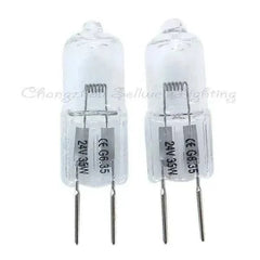 Set of two G6.35 24v 35w halogen lamp bulbs with clear glass and metal pins