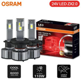 OSRAM TRUCK ZX2.0 LED 24V 110W cool white 6000K high low beam truck headlight bulbs with CANBUS free technology and retail box package