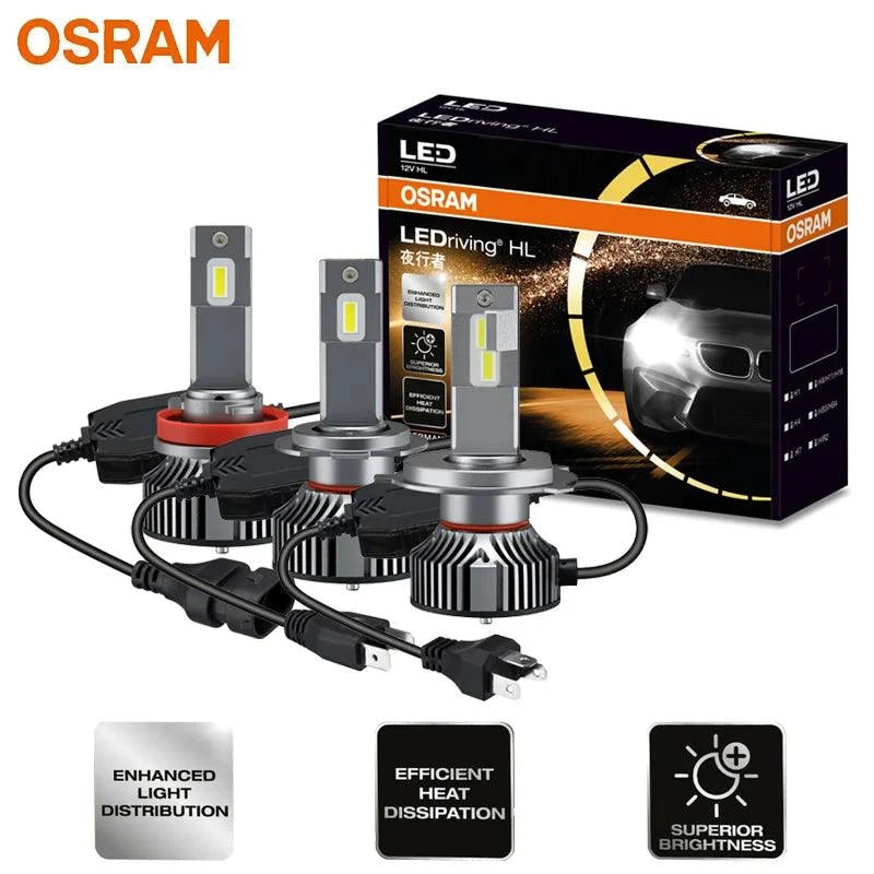 OSRAM LED 90W 9000lm car headlight bulbs with efficient heat dissipation and enhanced light distribution, 6000K cool white, 2-pack