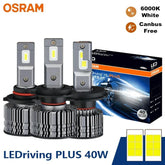 OSRAM LED CF2.0 Plus 80W 6000K white car headlight bulbs with Canbus free, multiple fitting options, and enhanced brightness.