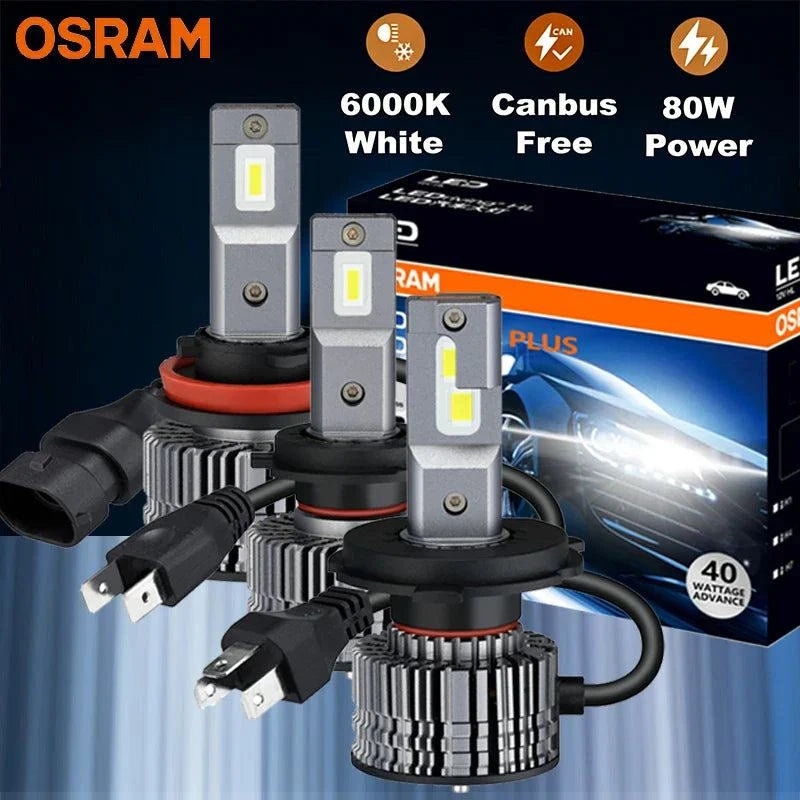 OSRAM LED CF2.0 Plus 80W 6000K white car headlight bulbs with Canbus free technology and high power cooling fan