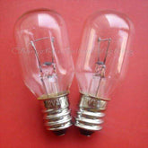 Two clear E12 instrument bulbs 12V 10W screw base indicator light electric beads on red background