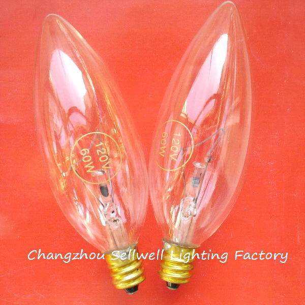 Two clear E12 instrument bulbs with 120V 60W screw base on red background