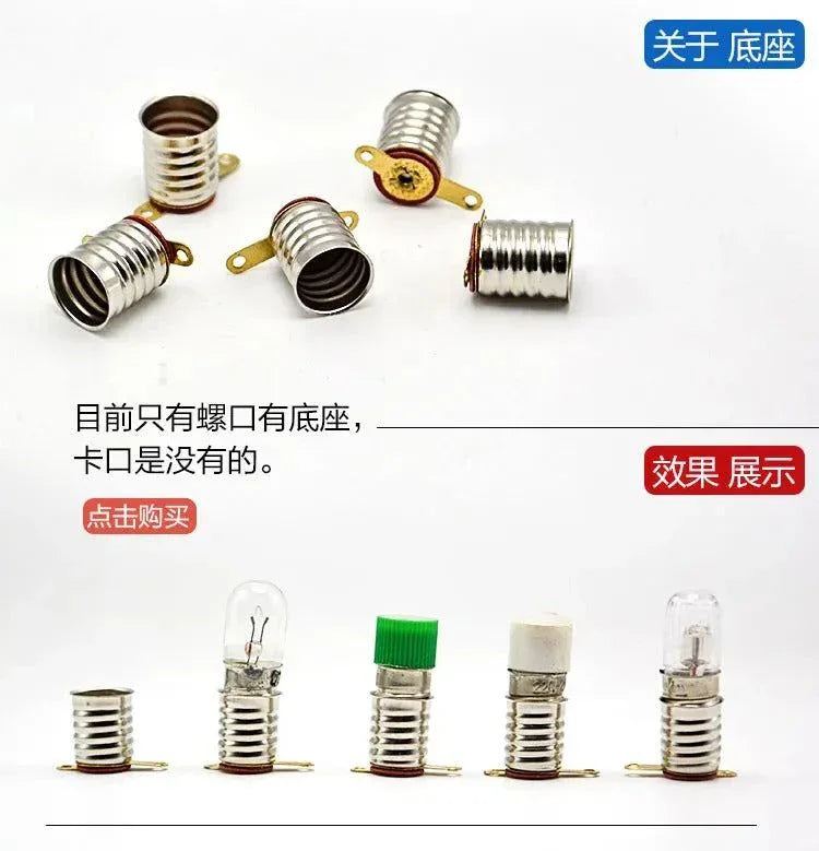 E10 BA9S screw LED lamp holders with various indicator light bulbs in multiple colors and voltages