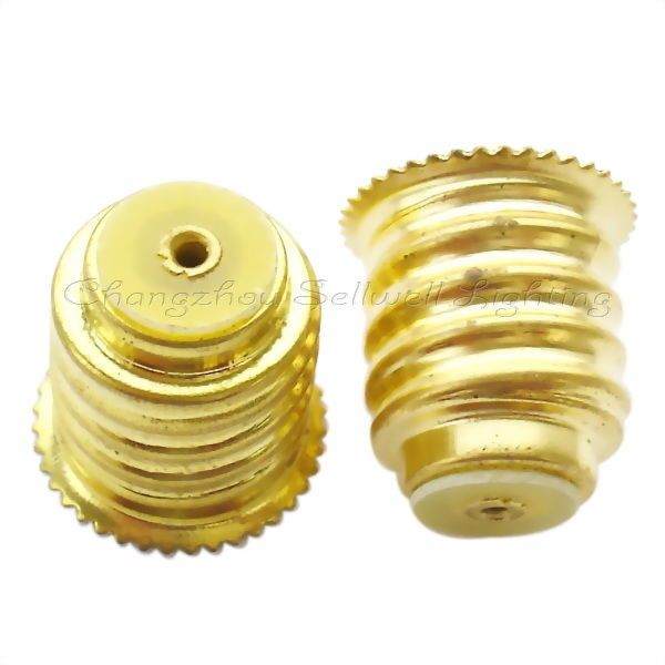 E14 transparent spiral old screw indicator bulb base adapter gold color set of 10