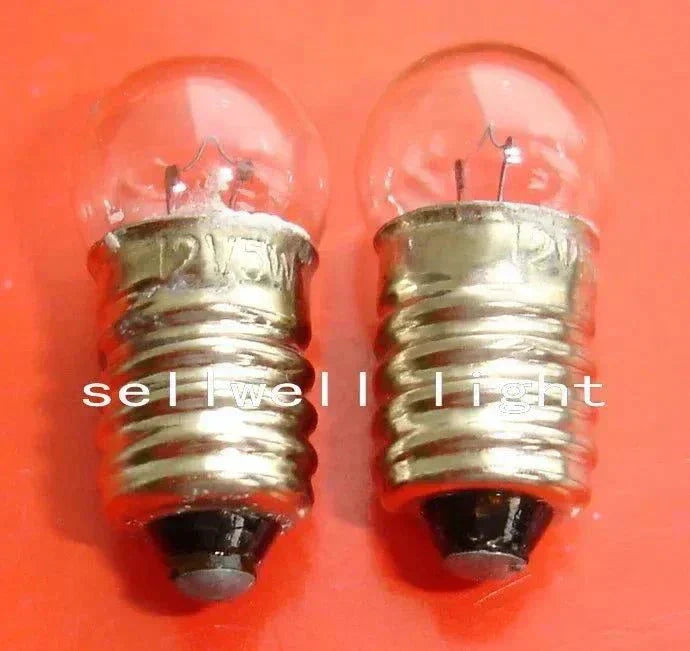 Miniature bulb 12v 5w with E10 base on orange background