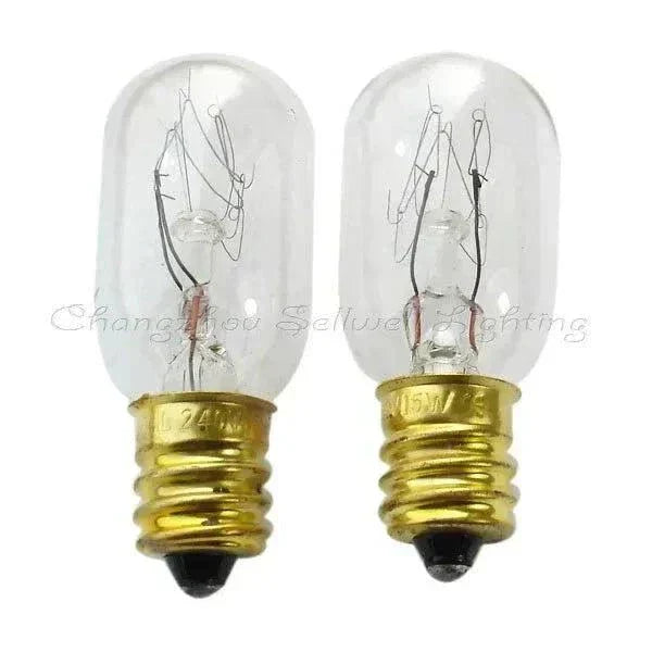 Set of 10 miniature light bulbs E12 base 240V 15W T20x48 clear glass incandescent bulbs
