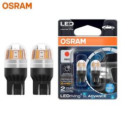 OSRAM LED T20 W21/5W red car signal brake light bulbs pair