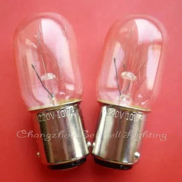Miniature light bulb 220V 10W BA15d base T20x48 mm clear glass 10pcs pack