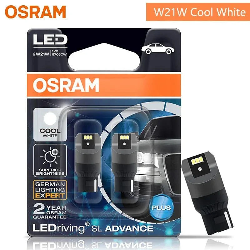 Pair of OSRAM LED T20 W21W WY21W W21/5W turn signal and brake light bulbs for cars