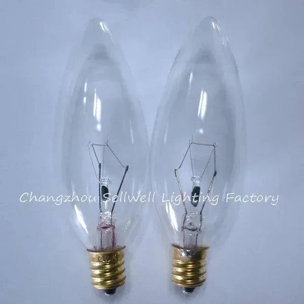 Two transparent E12 candle lamp incandescent bulbs with screw base 220V 40W
