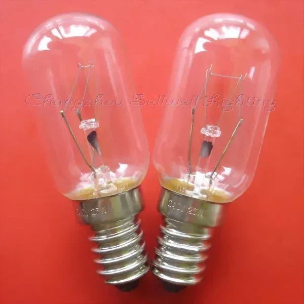 Miniature light 240v 25w E14s bulb with clear glass and metal base