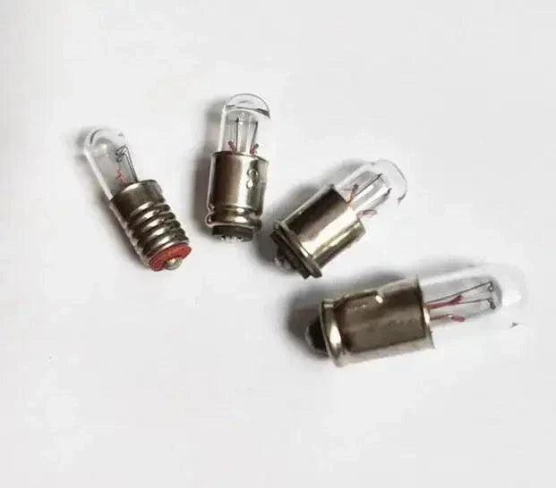 Mf6 bulb set of four small instrument indicator lights with metal bases and clear glass covers