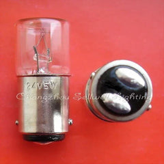 10pcs miniature bulb 24V 5W Ba15d with clear glass and metal base on red background