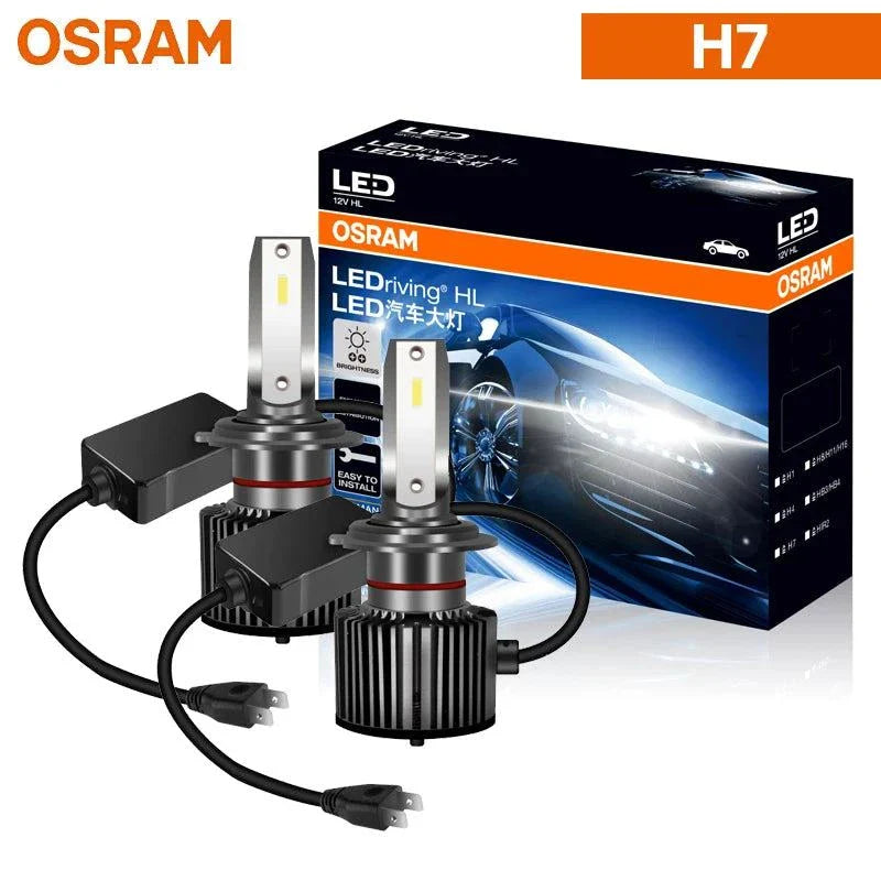 OSRAM LED car headlight bulbs with 6000K bright white light and multi-fit compatibility