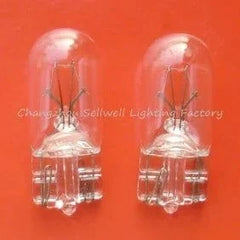 Auto light 12v 5w T10 bulb pair on red background for automotive use