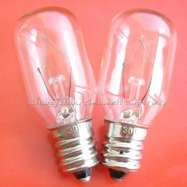 Miniature light 30v 10w e12 base clear glass bulb t20x48 two pack