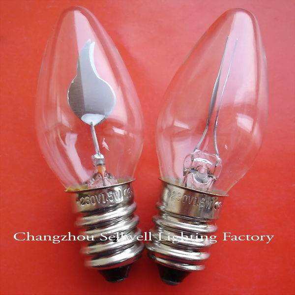 two transparent instruments E14 spiral screw indicator bulbs against a red background